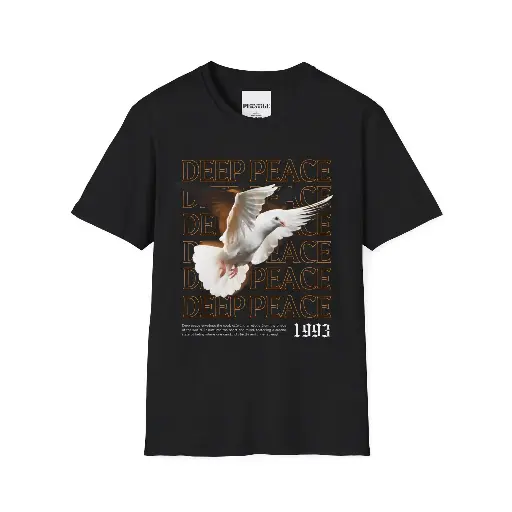 PEACE THEMED DOWN SHOULDER SHIRT